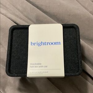Charcoal Felt Storage Bin with Lid